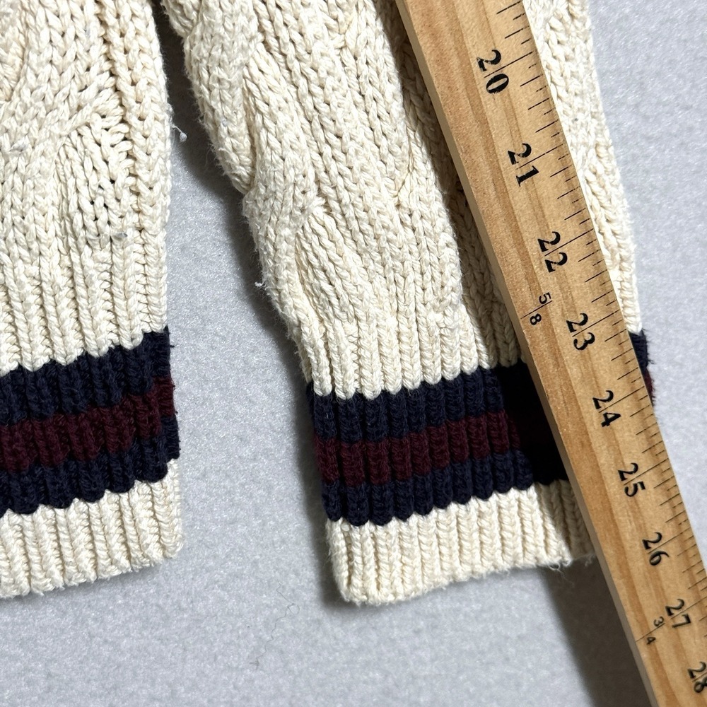 Vintage Polo Ralph Lauren Cricket Sweater Mens L XL Cable Knit Tennis 90s Cream - Picture 11 of 12